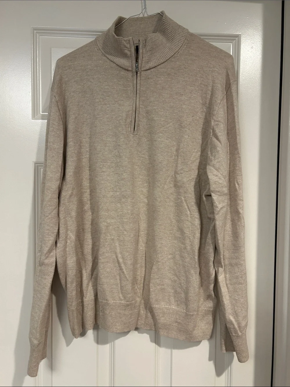 J. Crew Men's Half-Zip Cotton Pullover Sweater - Oatmeal